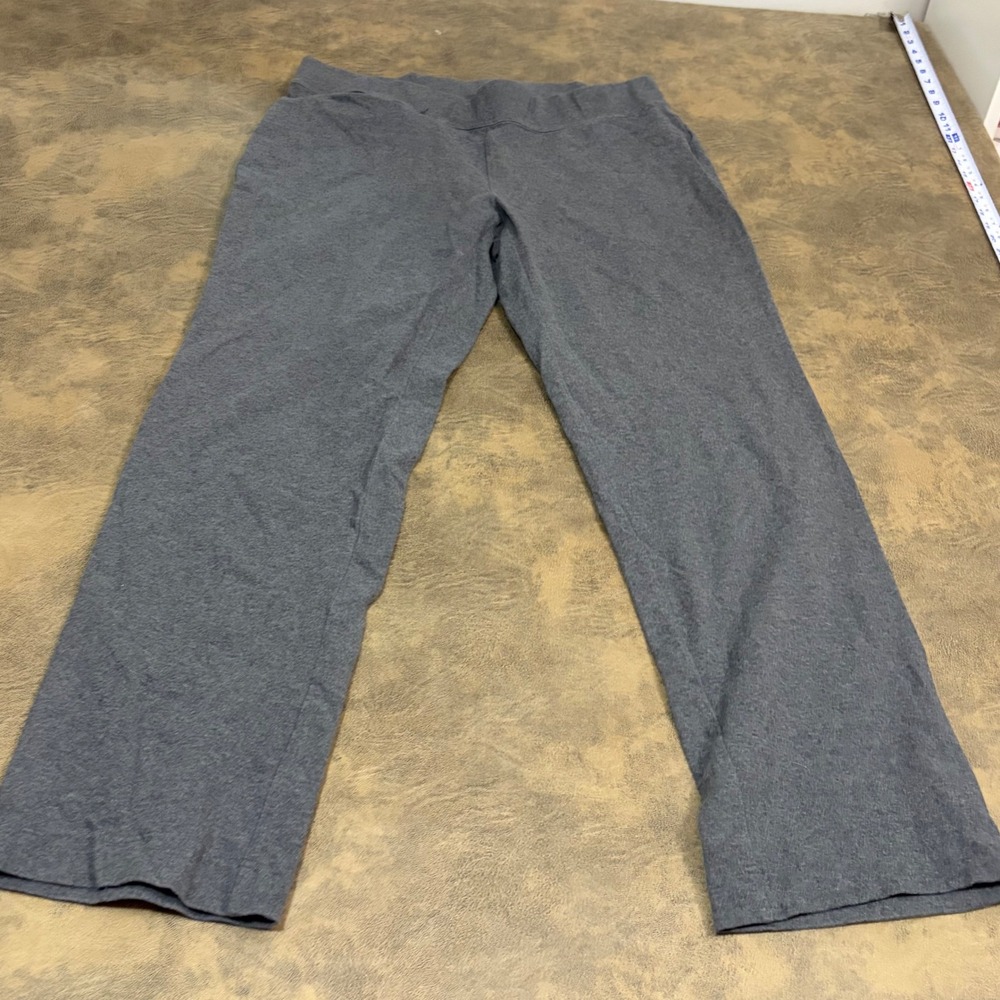Lands' End Starfish Pants Womens 1X Gray Cotton Blend Straight Leg 401411